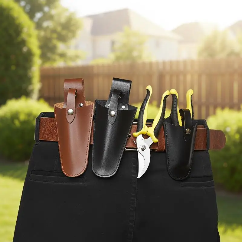 Multi Pocket Gardening Pruning Tool Pouch Durable Leather Waist Buckle Storage Bag for Electrician Construction Gardening