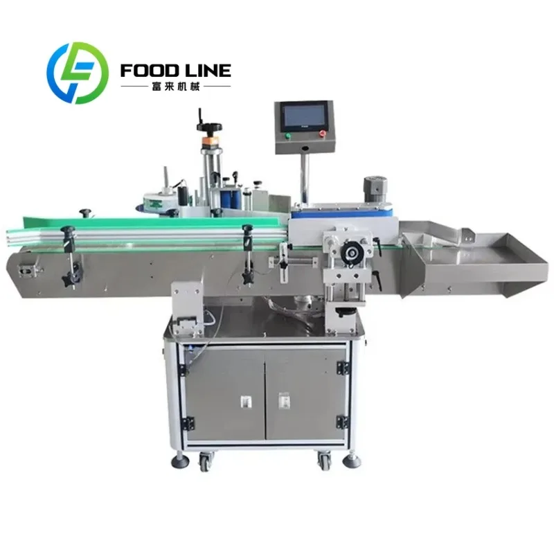 FL Fully Automatic Vertical Bottle Labeling Machine Can Jar Labeler Applicator Sticker Labeling Machine