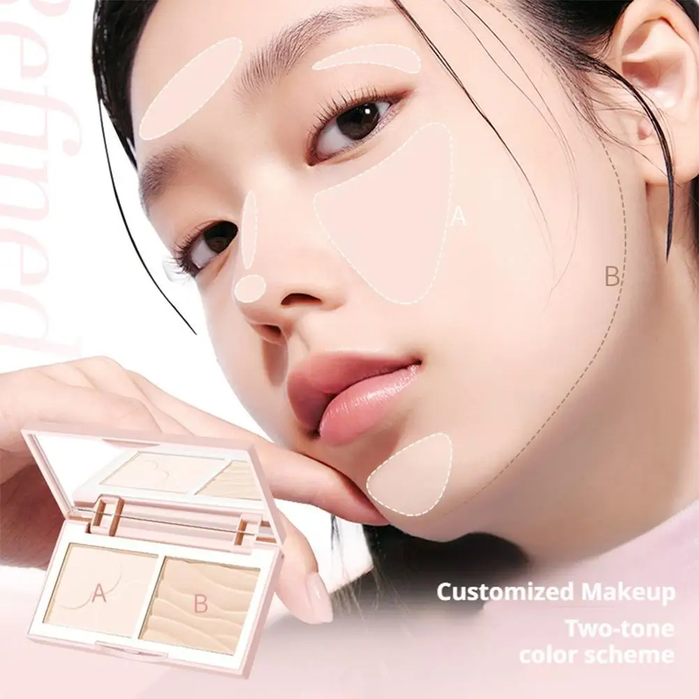 Poudre fixante mate multi-effets douce et naturelle sans poudre, à deux couleurs, longue tenue, effet brume, pour le maquillage, la dermabrasion