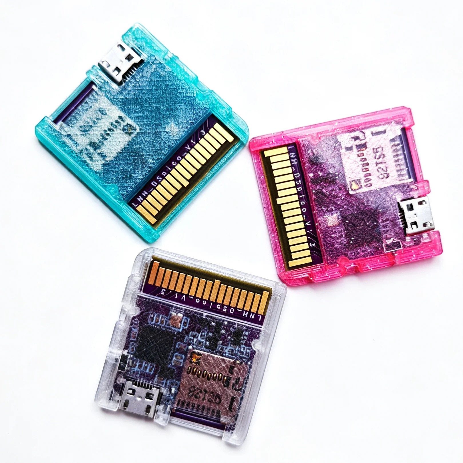 DSpico Game Reader Cart with RP2040 MCU Clear Pink Blue Case, DS Mode & Pico Launcher Compatible with NDS NDSL DSi 3DS Console