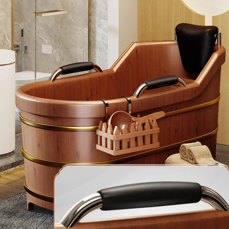 Bathing Wooden Elderly Used Solid Wood Bathing Barrels Wooden Bath Tubs Household Full Body Adult Barrels Large