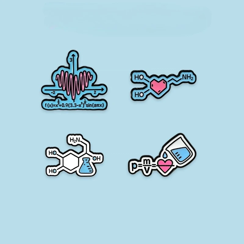Creative Mathematical Physical Chemical Density Formula Design Metal Brooch Cartoon Badge Pin DIY