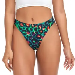 Custom Green Leopard G-string Thong Womens Comfort Stretch Panties Underwear