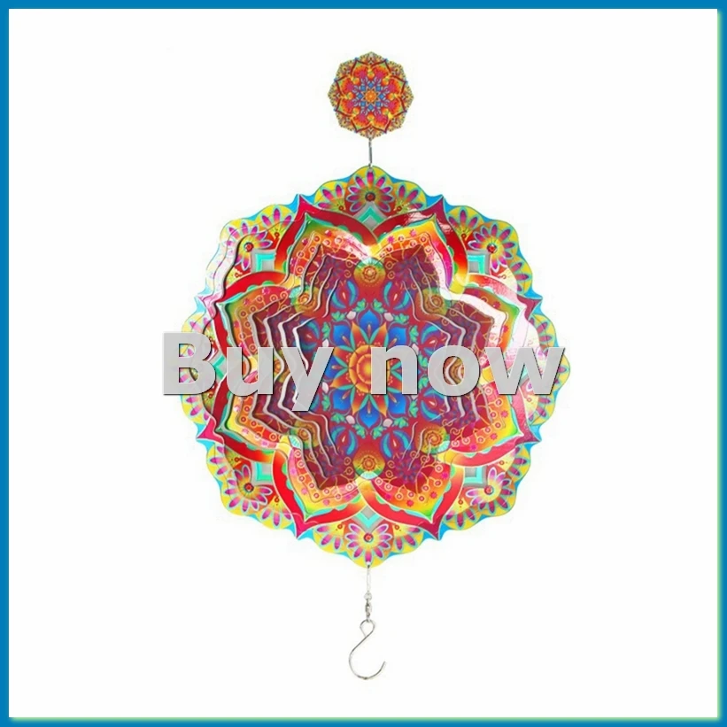 

Металлическая 3D-мобиль-мандала, вращающаяся ветряная мелодия, роскошное художественное украшение для сада и улицы - ANKL