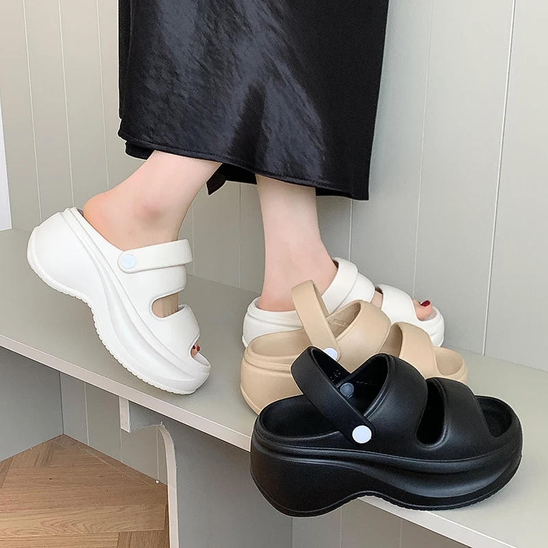 EVA Material Thi Bot Heel Sandals Women's Summer Outdoor Faion High-End Sensation Comfortable Small Size Slip-On oes