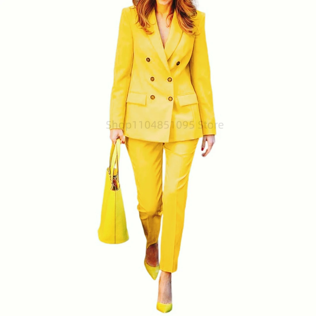 Image 4: Ensemble de costume pour femme rose rouge, blazer et pantalon 2 pièces pour le travail de bureau, ensemble de veste grise à coupe ajustée, vêtements formels pour mariage.