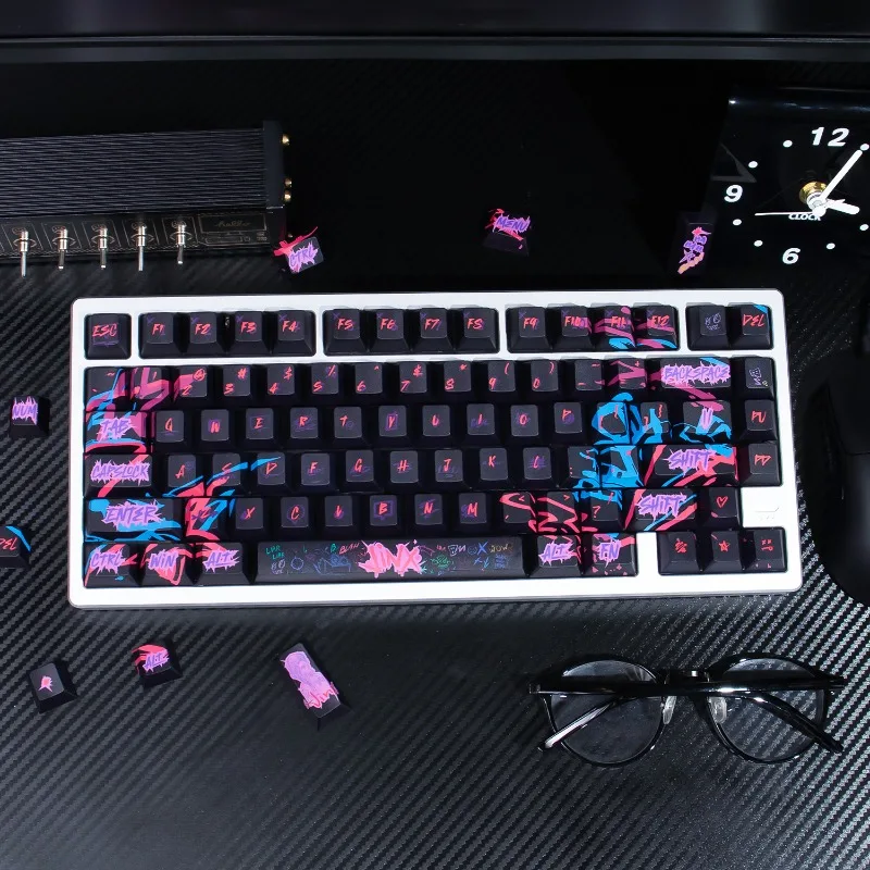 

Jinx Theme Anime Keycaps Set PBT Sublimation Cherry Profile Keyboard Keycap Set for Mechanical Keyboard Accessories 129 Keys