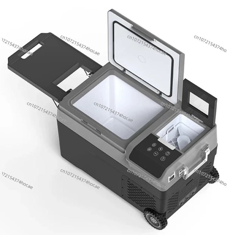 Camping travel compression system, freezer refrigerator, 12/24 volt DC power supply and 220/240 volt AC vehicle refrigerator