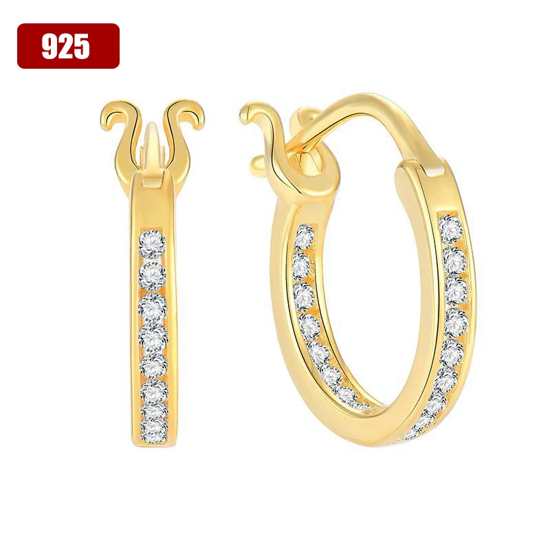 Pendientes de aro chapados en oro amarillo de 18 quilates, Plata de Ley 925, circonita 5A, diamantes, Hip Hop Rock, mujeres, hombres, joyería fina, regalo