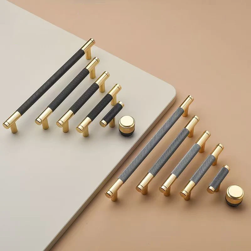 Light Luxury Two-Color Creative Cabinet Handles Aluminum Alloy Wardrobe T-Bar Long Pulls Dresser Drawers Knobs Furniture Handles
