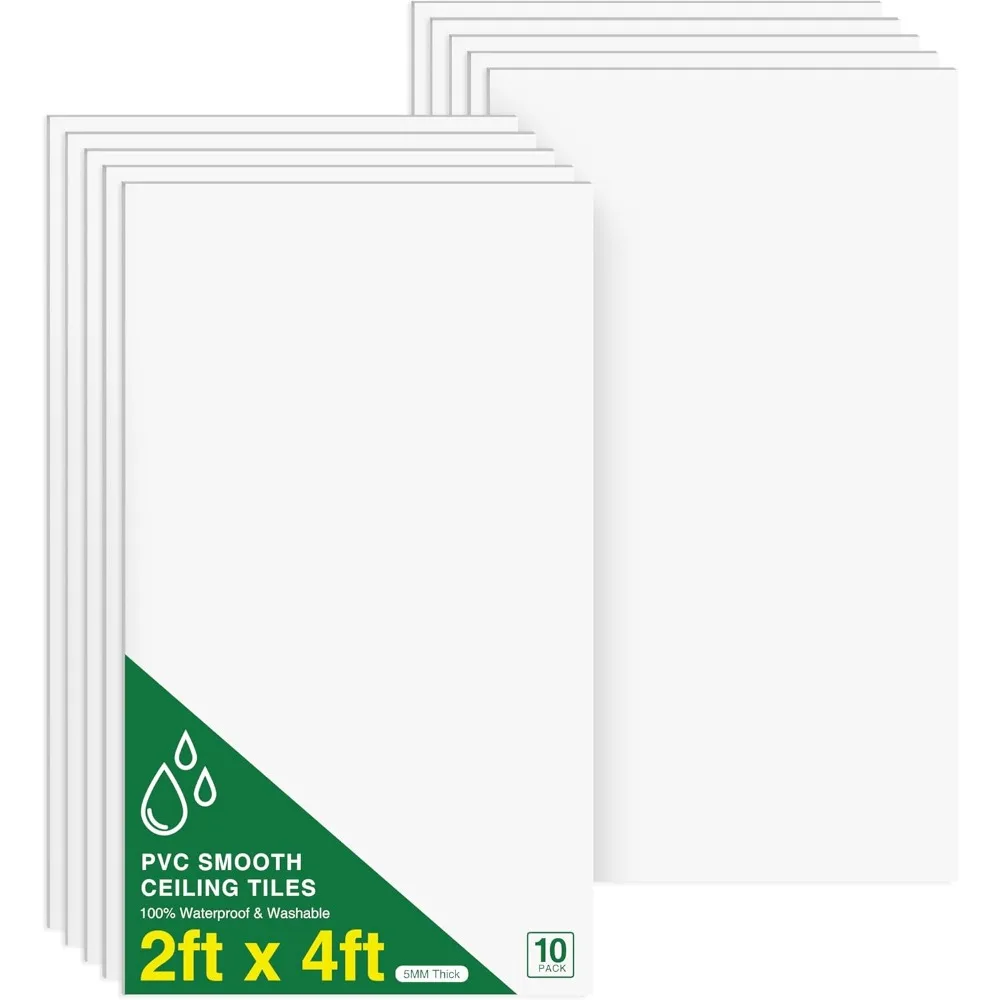 Azulejos de techo de caída suave de 2 pies x 4 pies - PVC premium para evitar roturas - Instalación impermeable, resistente al fuego y fácil de descenso