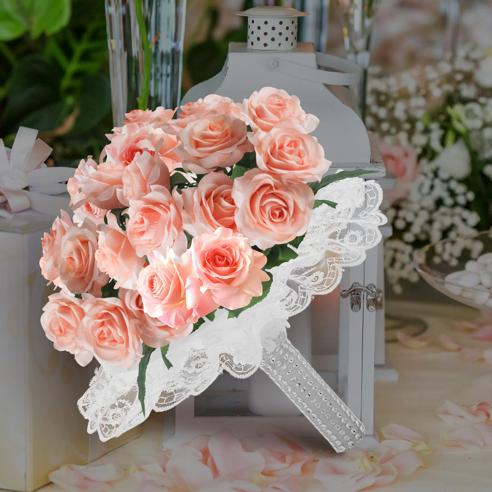 1 مجموعة حامل زهور اصطناعية رغوة قفص الدانتيل حافة Diy بها بنفسك باقة الزفاف لوازم الديكور ترتيب الزهور الدعم #6