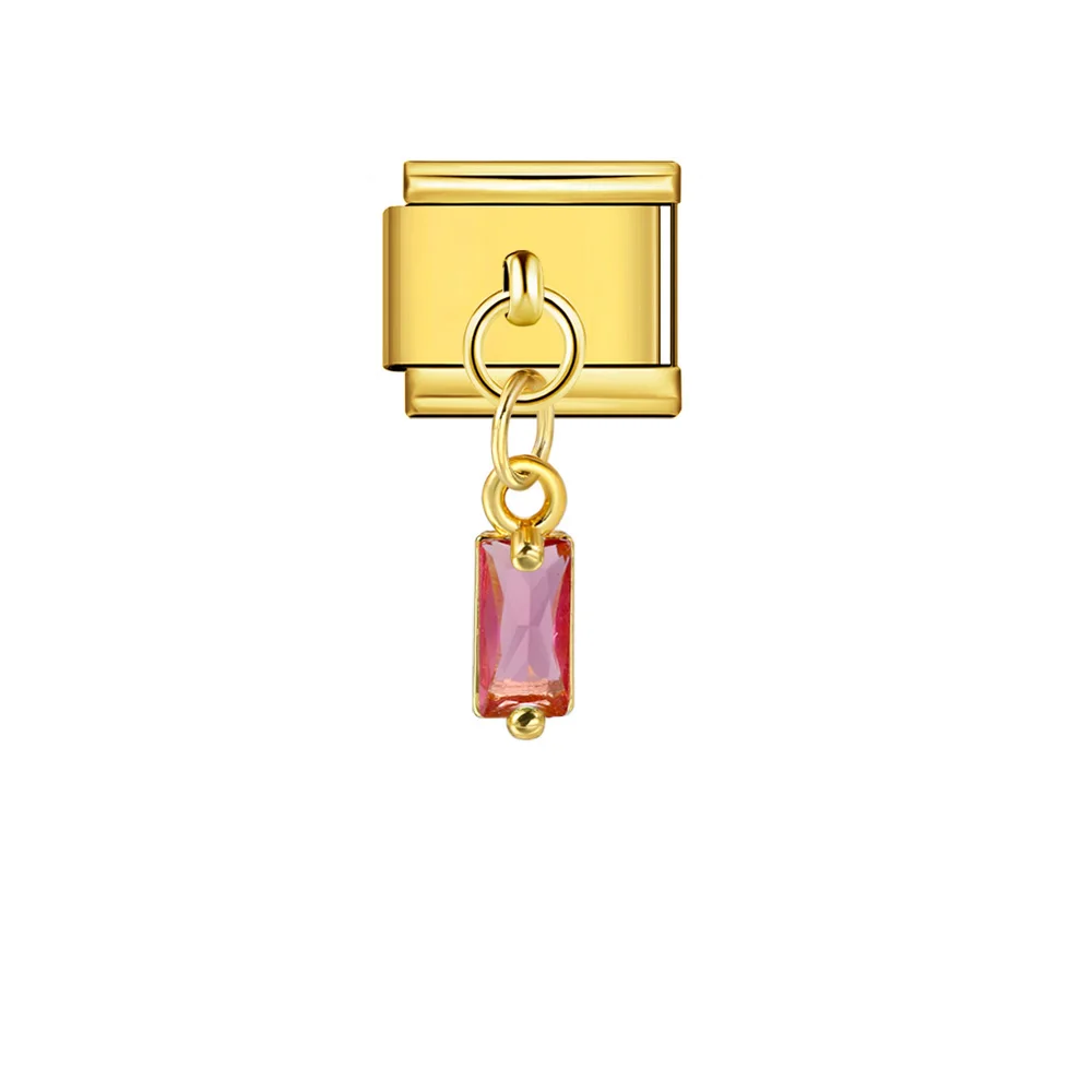 Y2k Einfarbiger Quadratischer Kristallanhänger, Italienischer Charm-Anhänger, passend für 9mm Edelstahlarmbänder, DIY-Schmuckgeschenk – Detail 7