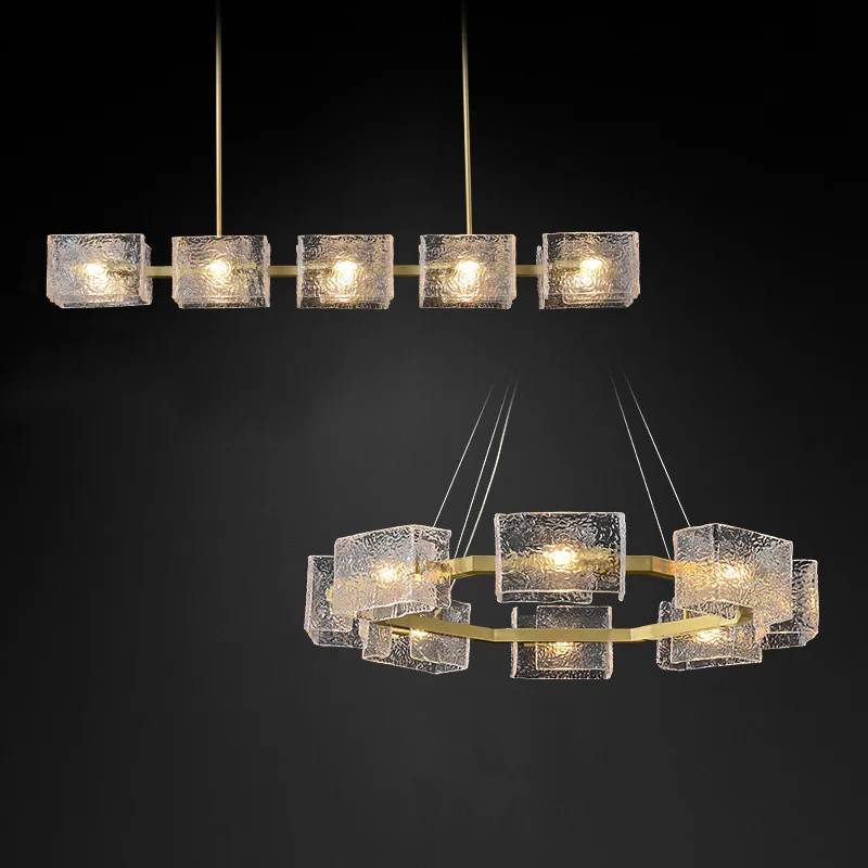 Modern LED water ripple glass pendant lamp, golden luster, suitable for living room and dining room ceiling lighting
