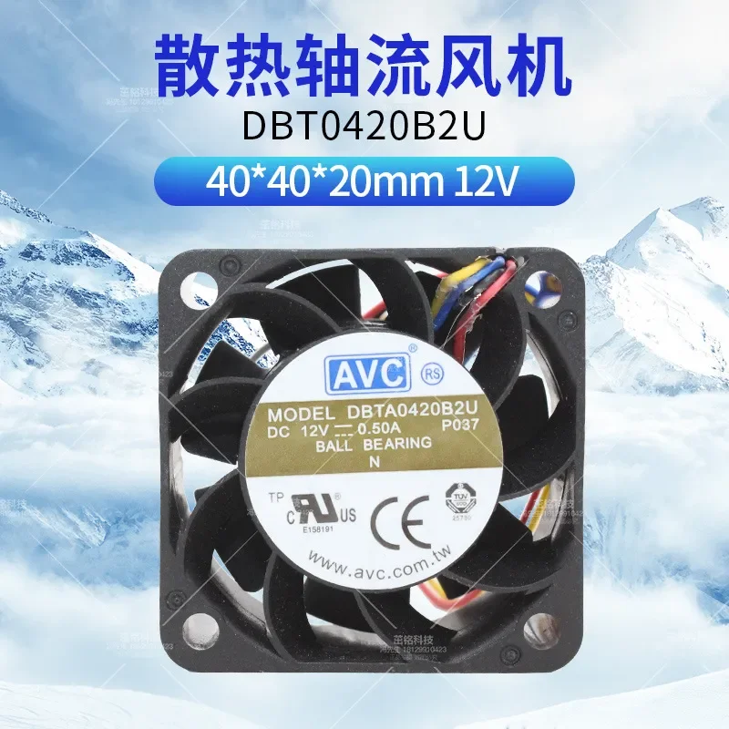 

New DBTA0420B2U High Speed 4020 Cooling Fan for 12V 0.5A 4-Wire PWM Device Power Fan