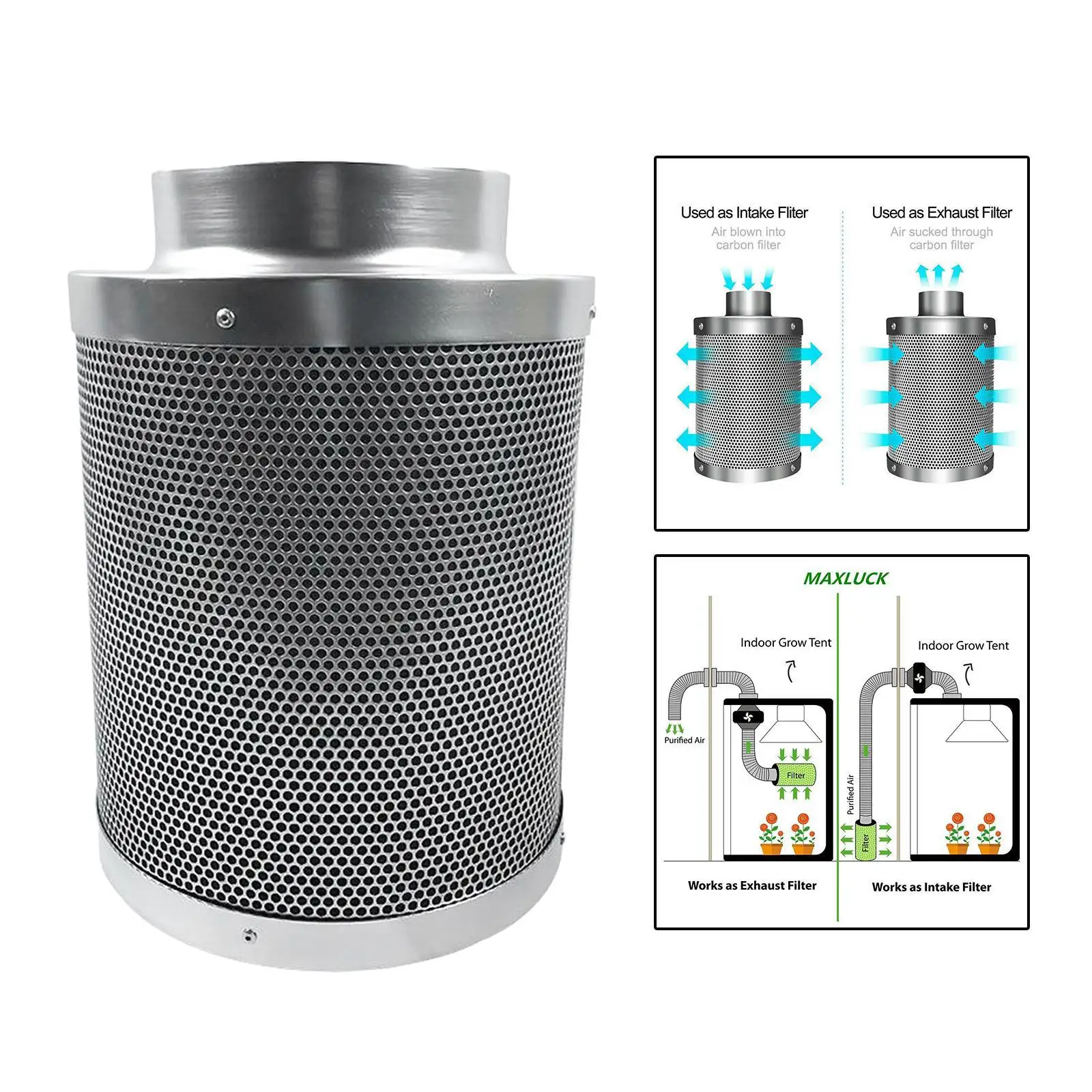 4/6/8Inch Air Carbon Filter Odor Control 38mm Thick Activated Charcoal