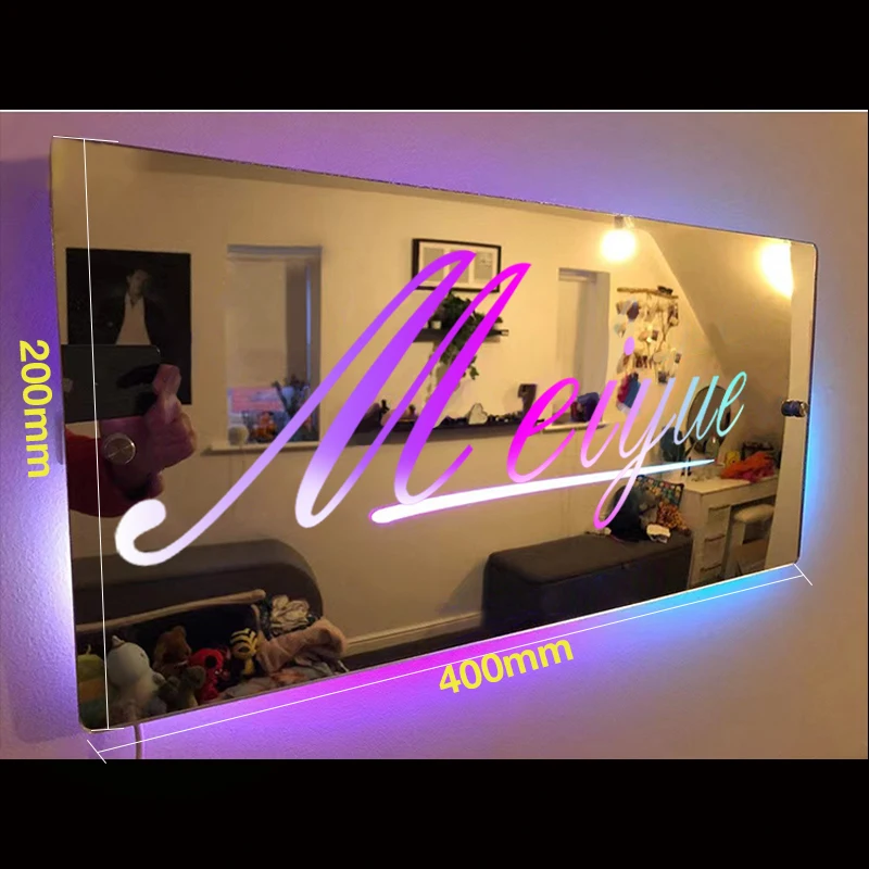 Imagem -05 - Acrílico Led Neon Sign Mirror Light Palavras Personalizadas Saudações Parede Casa Café Decoração de Bar 1pc