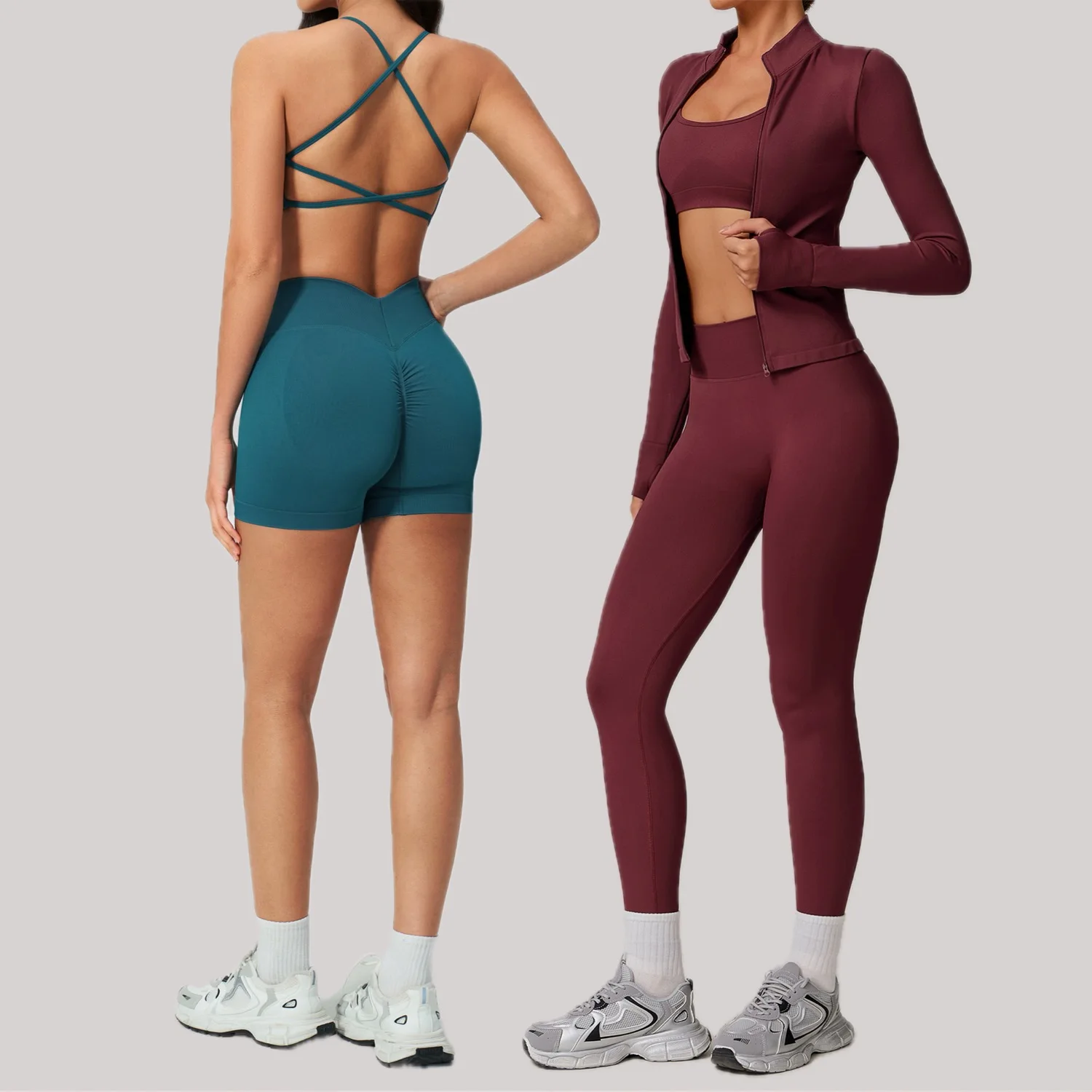 

2/3PCS New Seamless Yoga Set Sport Fitness Suit Scrunch Butt Legging Fitness Bra Crop Top Yoga Long Sleeve Gym Workout Tracksuit