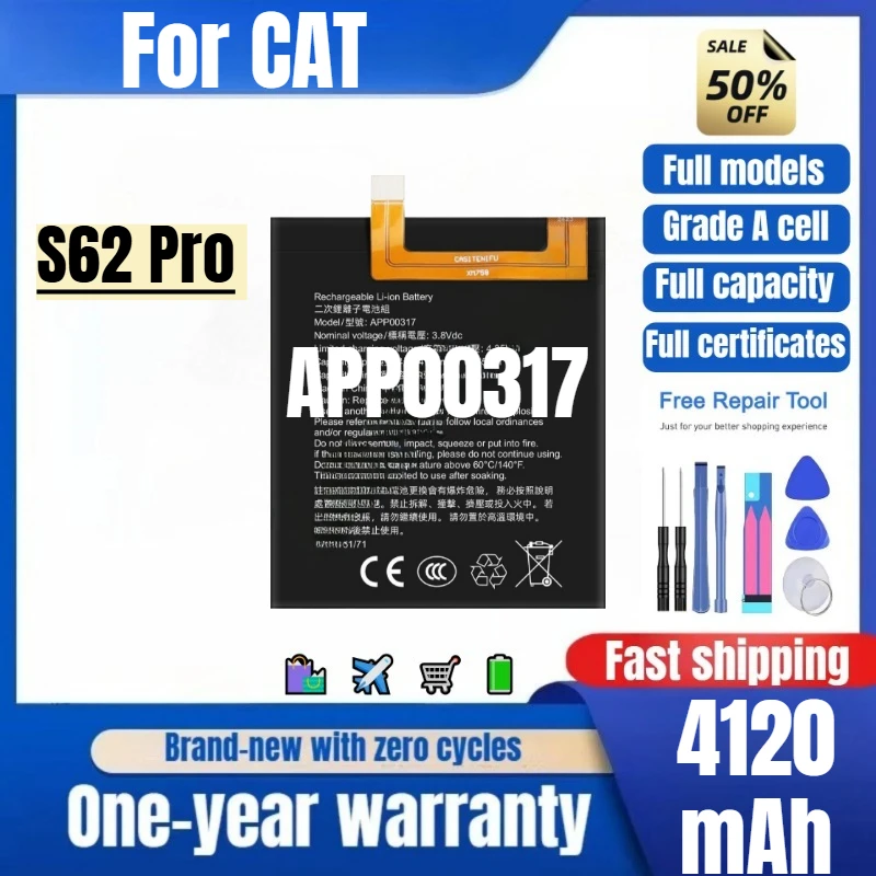 APP00317 for CAT S62 Pro Phone Battery 0 Cycle High Quality High Capacity Battery Replacement Bateria Grade A Cell with Tools