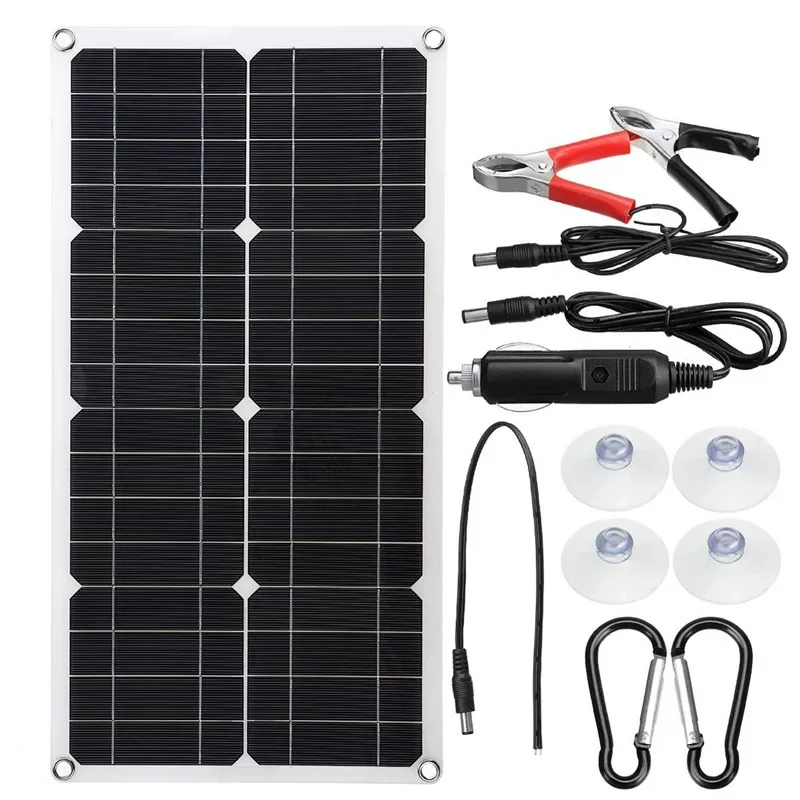 25W Solar Panel 5V 12V 18V Solar Kit Flexible Portable With 10A-100A Controller Suitable For Home Outdoor Camping  Solar Charger