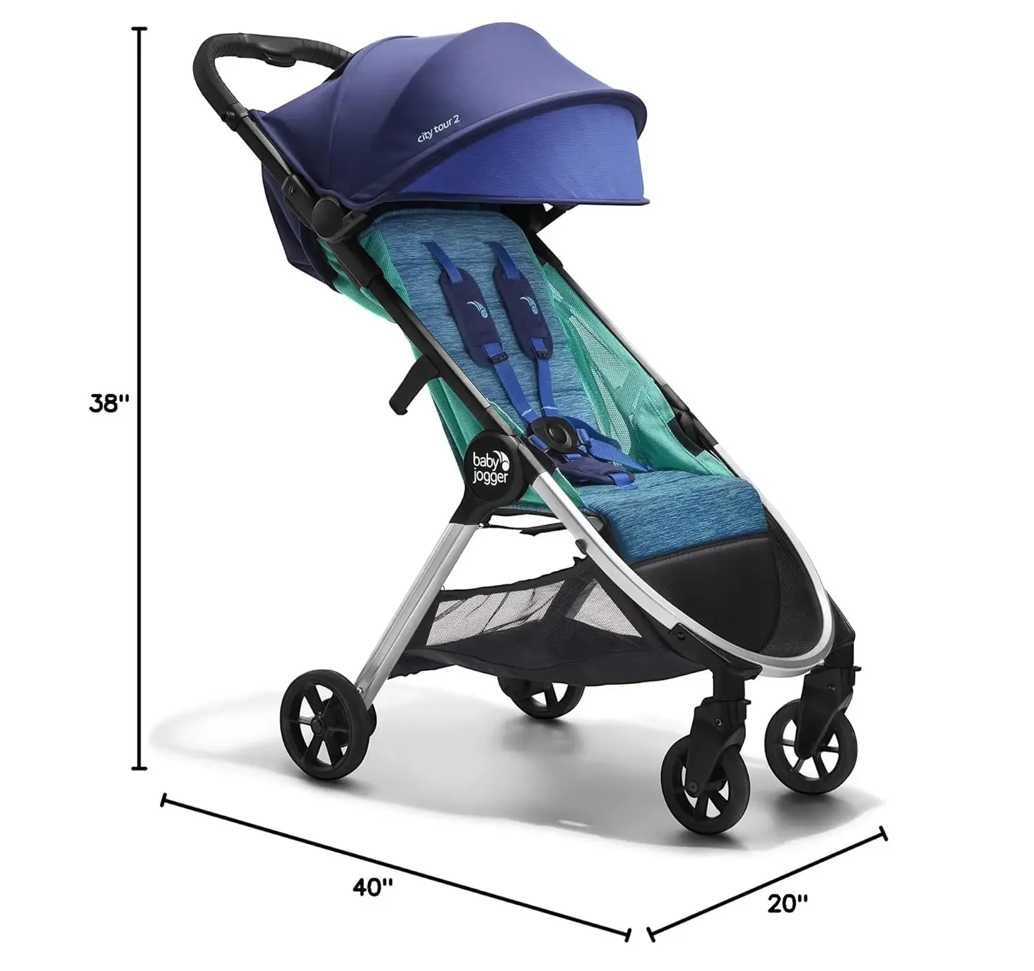 City Tour 2 Cochecito de viaje ultracompacto y aprobado por el transporte en costal con barra para el vientre, liviano,