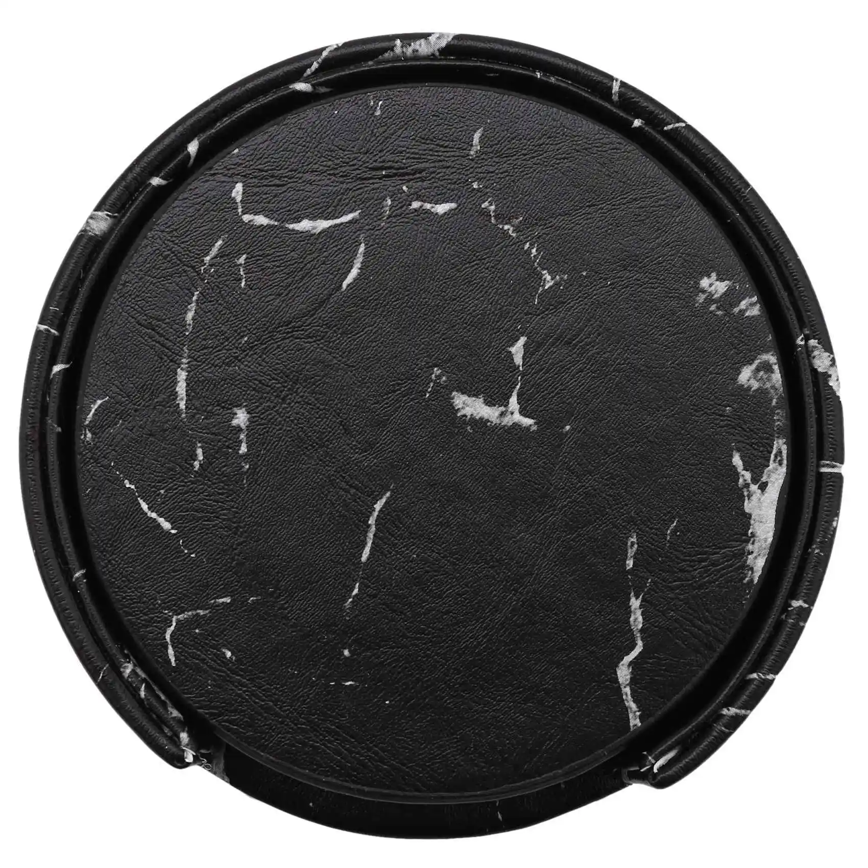 Hot Coasters For Drinks 12-Piece With Holder,Black Round Cup Mat Pad Set Of Home And Kitchen Use
