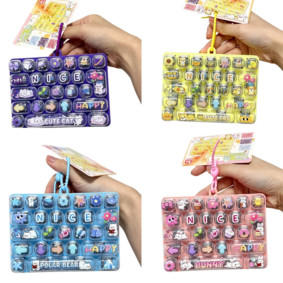 26Grid Keycap Clicker Anti Stress Fidget Keyboard Keychain Decompression Button Cartoon Hand Relax Sensory Toy Party Favor Gift