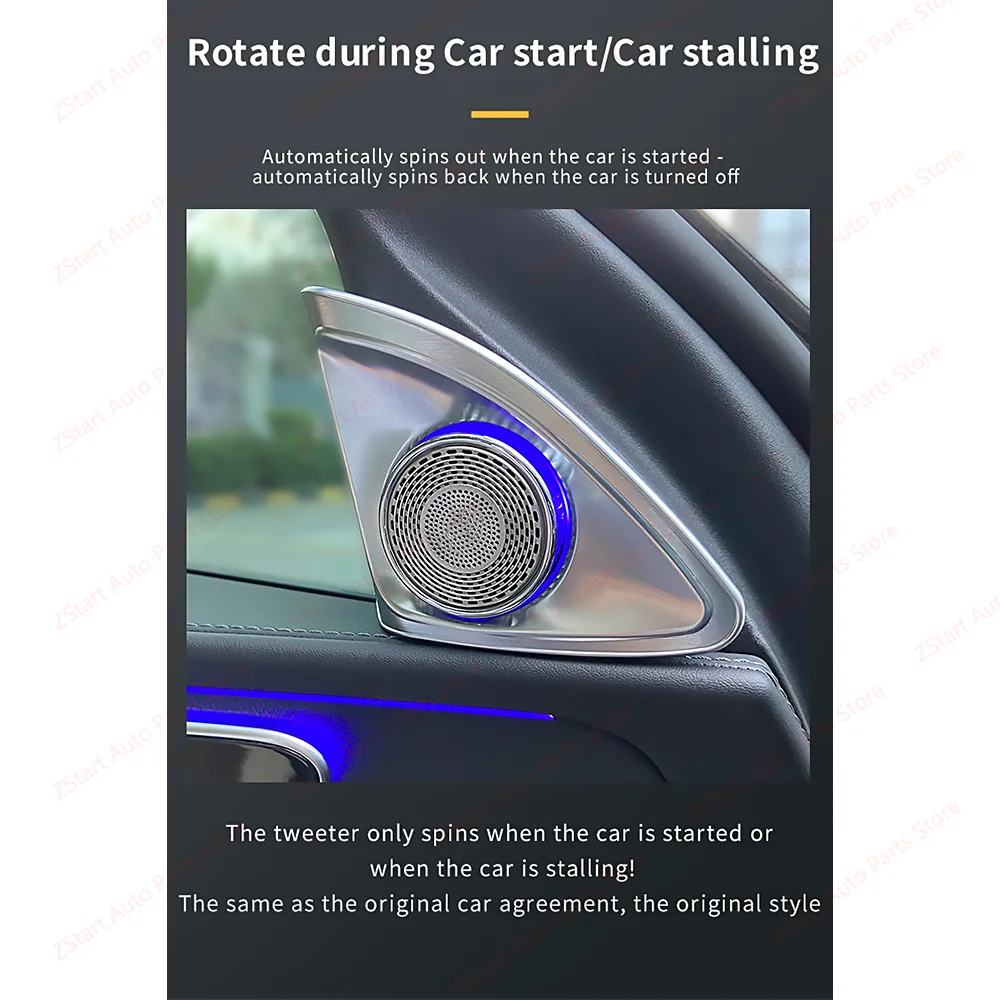 64 Colors 4D Rotation Glow Tweeter Speaker For Mercedes Benz W206 C CLASS Loudspeaker LED Treble Audio Trumpet Horn
