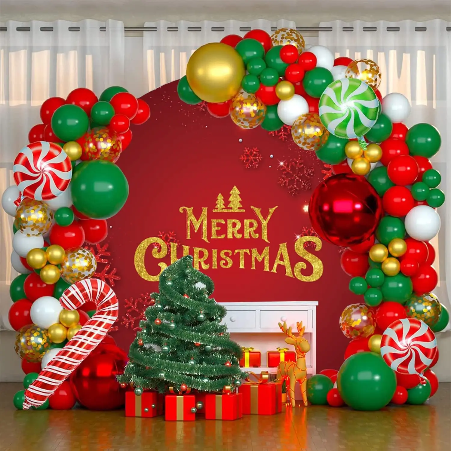 Christmas Round Backdrop Cover Santa Claus Glitter Spots Snowflake Xmas Family Party Circle Photography Background Photostudio