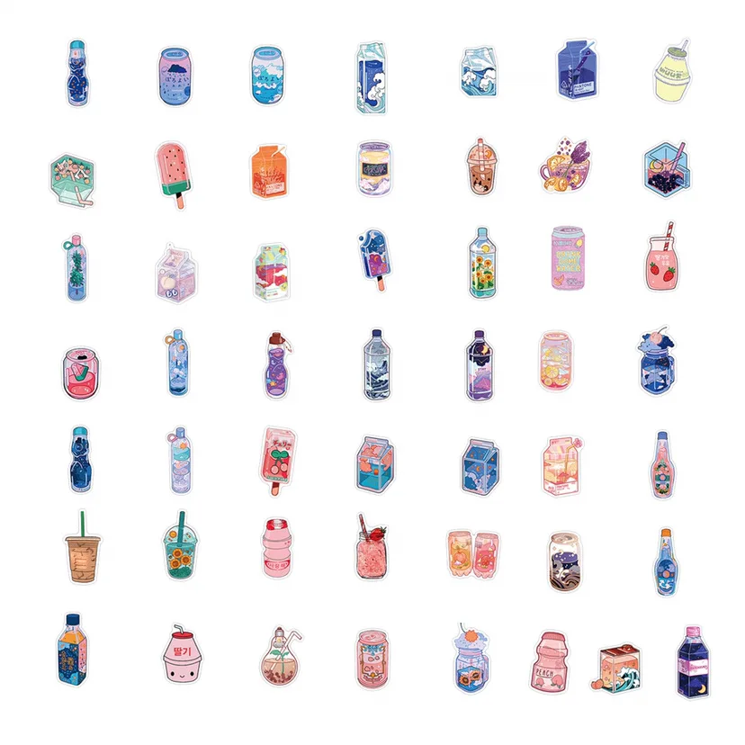 Bebidas Flavored Adesivos para Mala, Skate, Laptop, Bagagem, Telefone, Car Styling, Decalque DIY, Pegatinas, 10 Pcs, 30 Pcs, 50Pcs