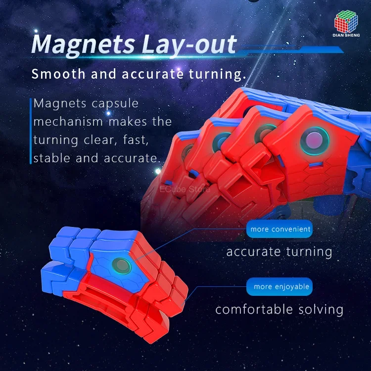 [Picube] لعبة ألغاز سرعة DianSheng Galaxy Teraminx المغناطيسية بدون ملصقات 7x7 المكعب السحري Megaminx للأطفال