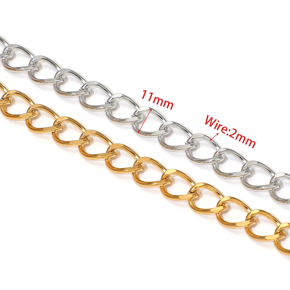 1 Meter Edelstahl-Kubanische Ketten 18K PVD-Vergoldete Ketten für DIY-Handwerk Schmuckzubehör Herren-Halsketten Armbänder Herstellung – Detail 1