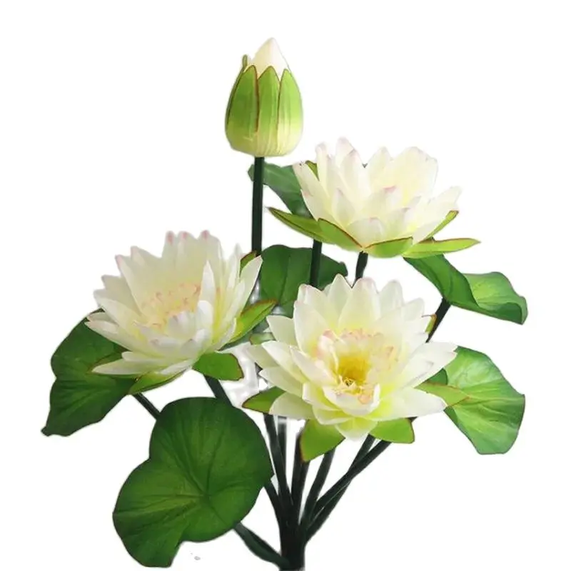 One Fake Lotus Flower Bunch Artificial Lotus with Green Frog Silk Water Lily 10 Stalks for Wedding Party Home Decorative Flowers