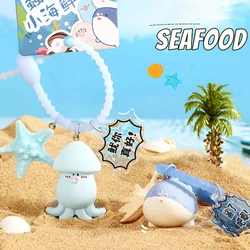 Cute Little Sea Animal Silly Fat Shark Whale Key Chain Starfish Pendant Doll Cartoon Laughing Seal Squid Keychain Bag Hanging