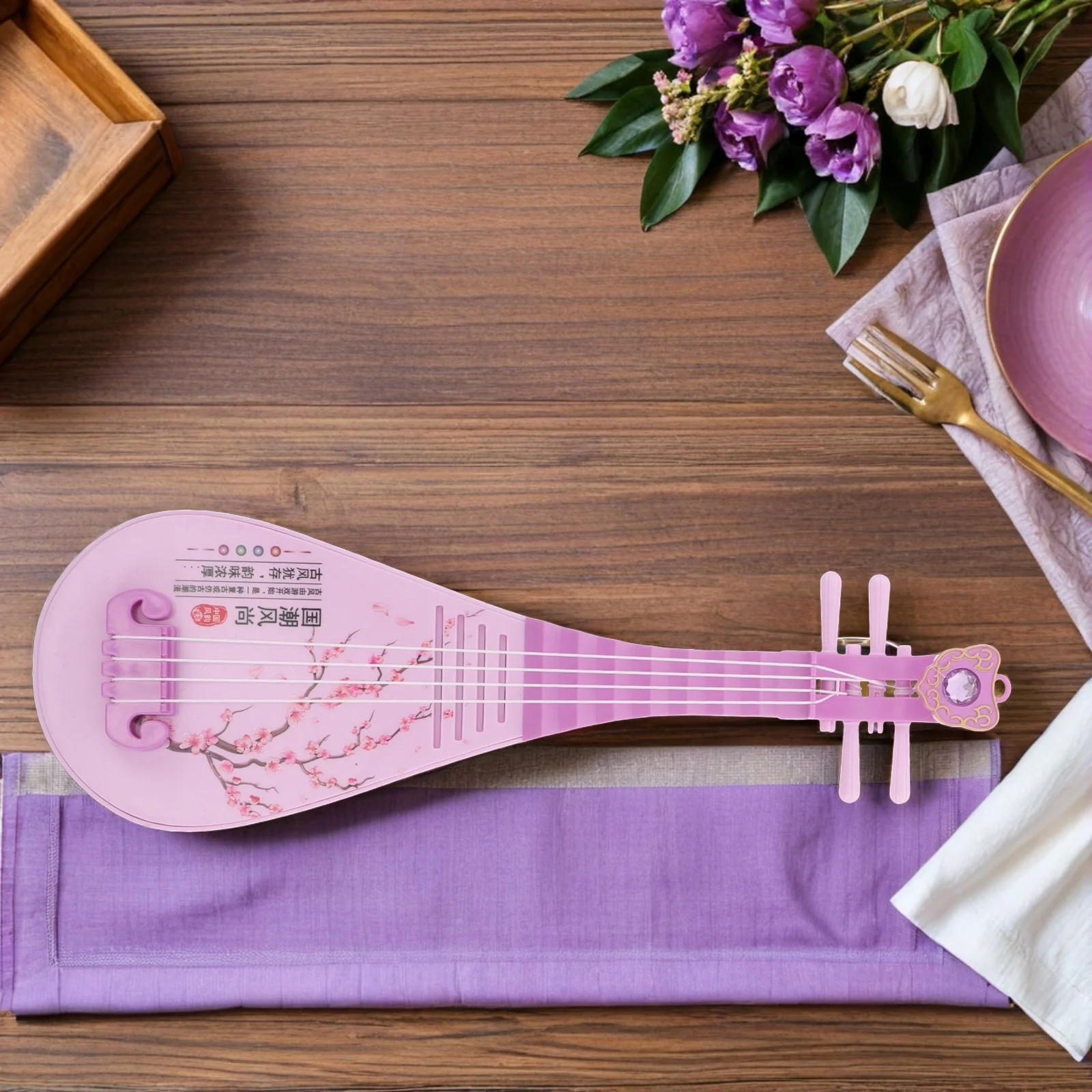 

2Pcs Children's Early Education Pipa Instrument Set Realistic Design Sound Light Effects Toddler Preschool Music Learning