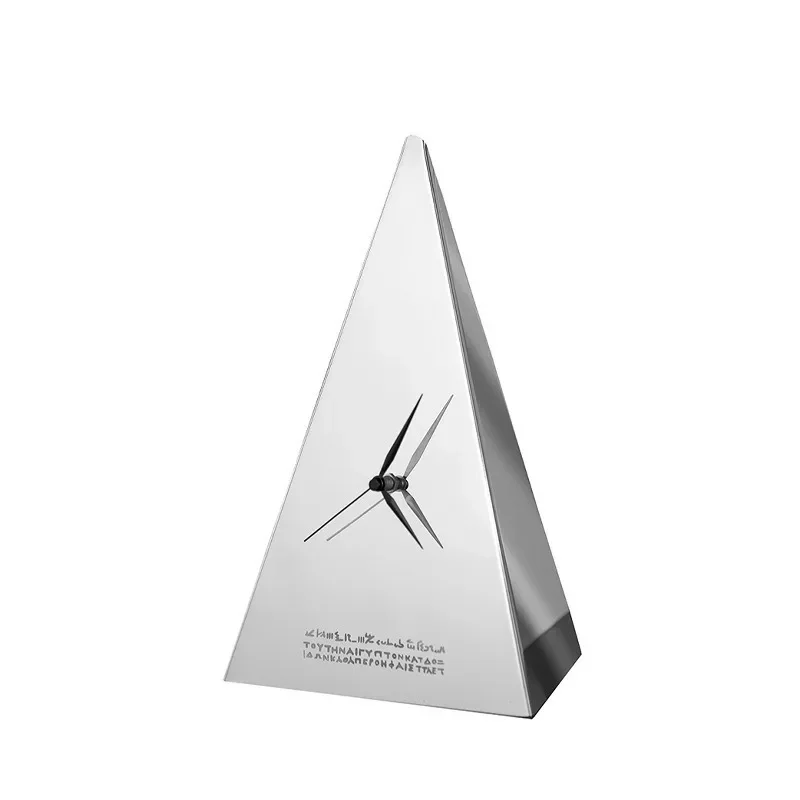 Stainless Steel Living Room Desktop Clock Modern Triquetrous Simple Bedroom Table Clock Creative Luxury Kitchen Desk Clock