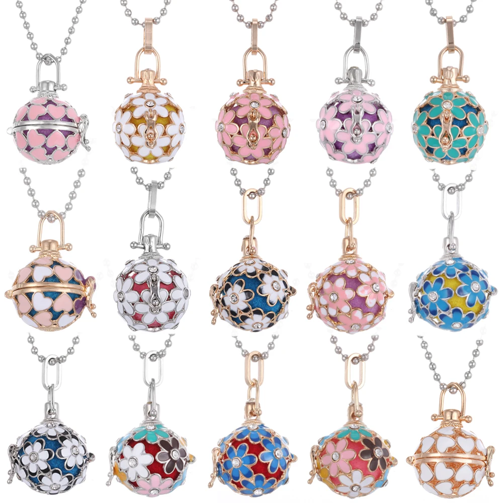 10PCS Wholesale Mexico Chime Angel Wings Music Ball Necklace Vintage Perfume Aromatherapy Essential Oil Diffuser Locket Necklace