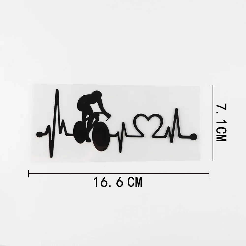 16.6CMX7.1CM Bicycle Cycling Heartbeat Lifeline Vinyl Car Sticker for Laptop Helmet Refrigerator Decal ticker