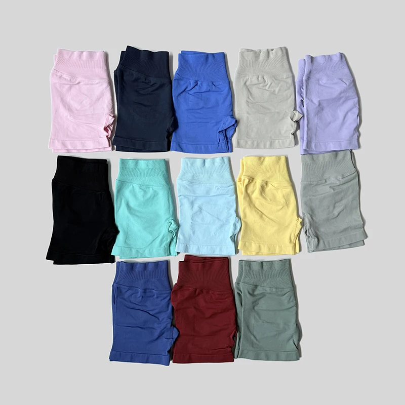 Женские повседневные спортивные шорты, летние тонкие шорты с высокой талией, дышащие короткие брюки для бега с низкой ребристой лентой 4,5 дюйма