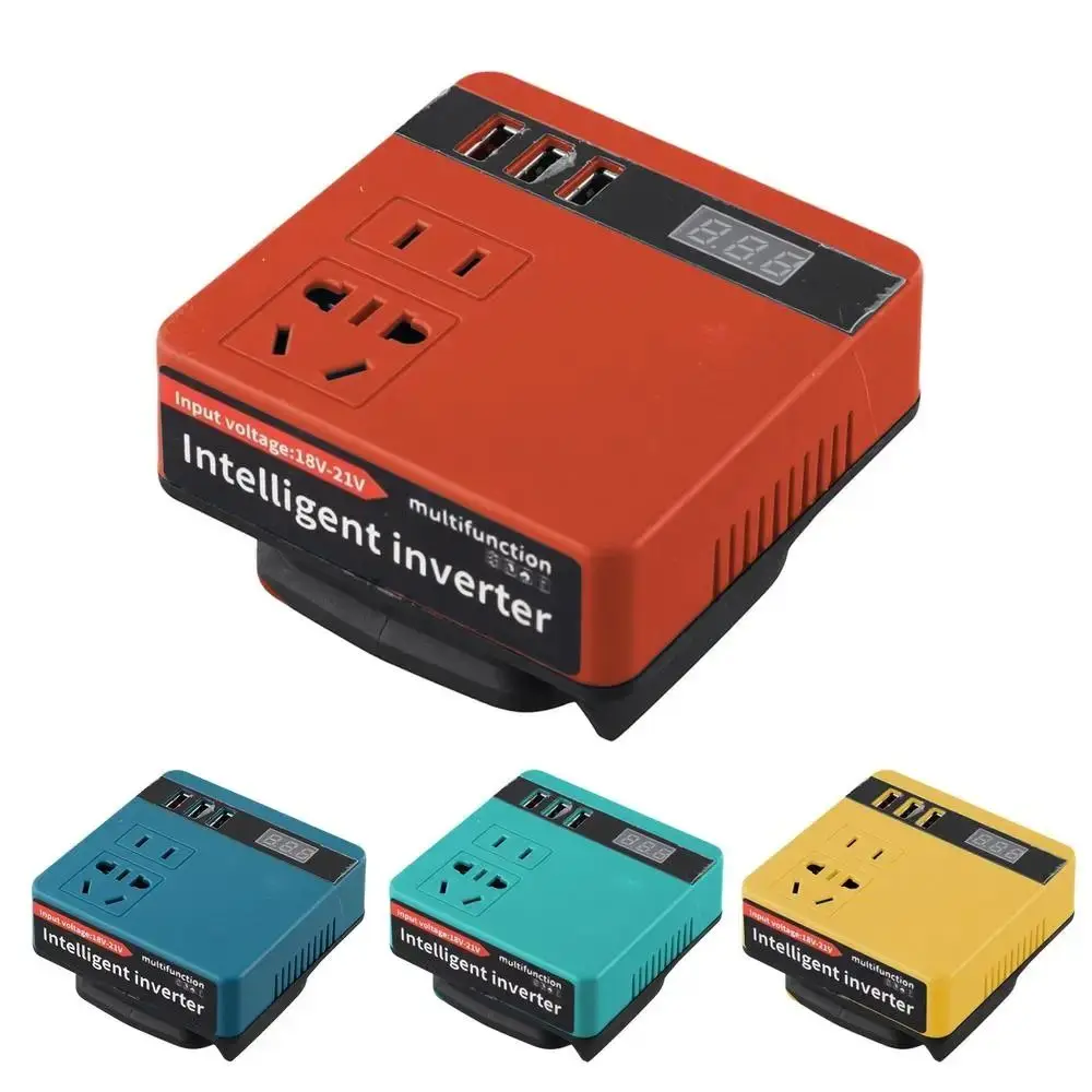 1Pcs 18V 20V To 220V Battery Inverter Dual Plug 120W Smart Transformer Multifunctional Household Outdoor Work Inverter