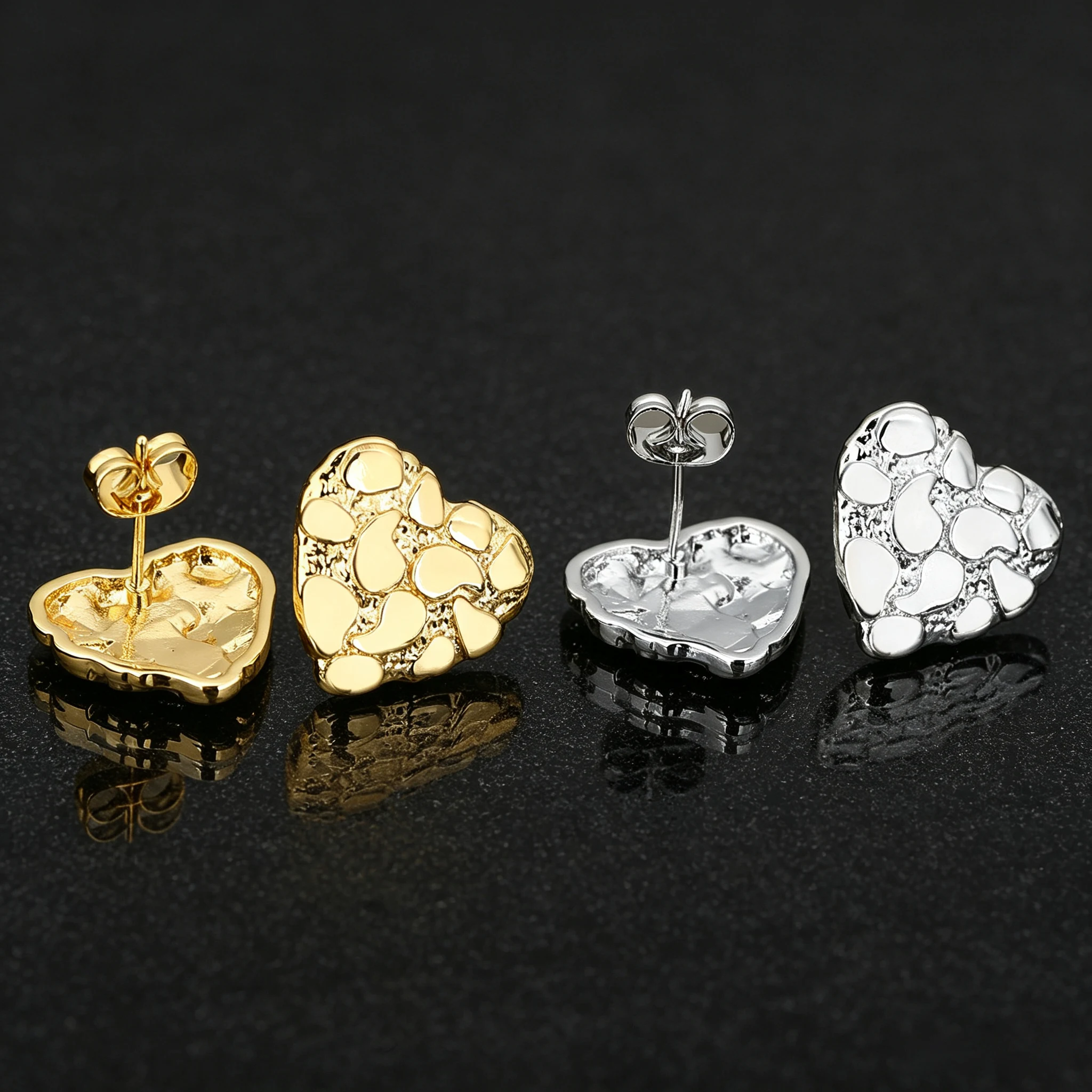 1 Paar Herz-Ohrstecker für Damen mit gehämmerter Textur, modischer Schmuck, Geschenke für Mädchen für den Alltag und Partys, einzigartige Accessoires