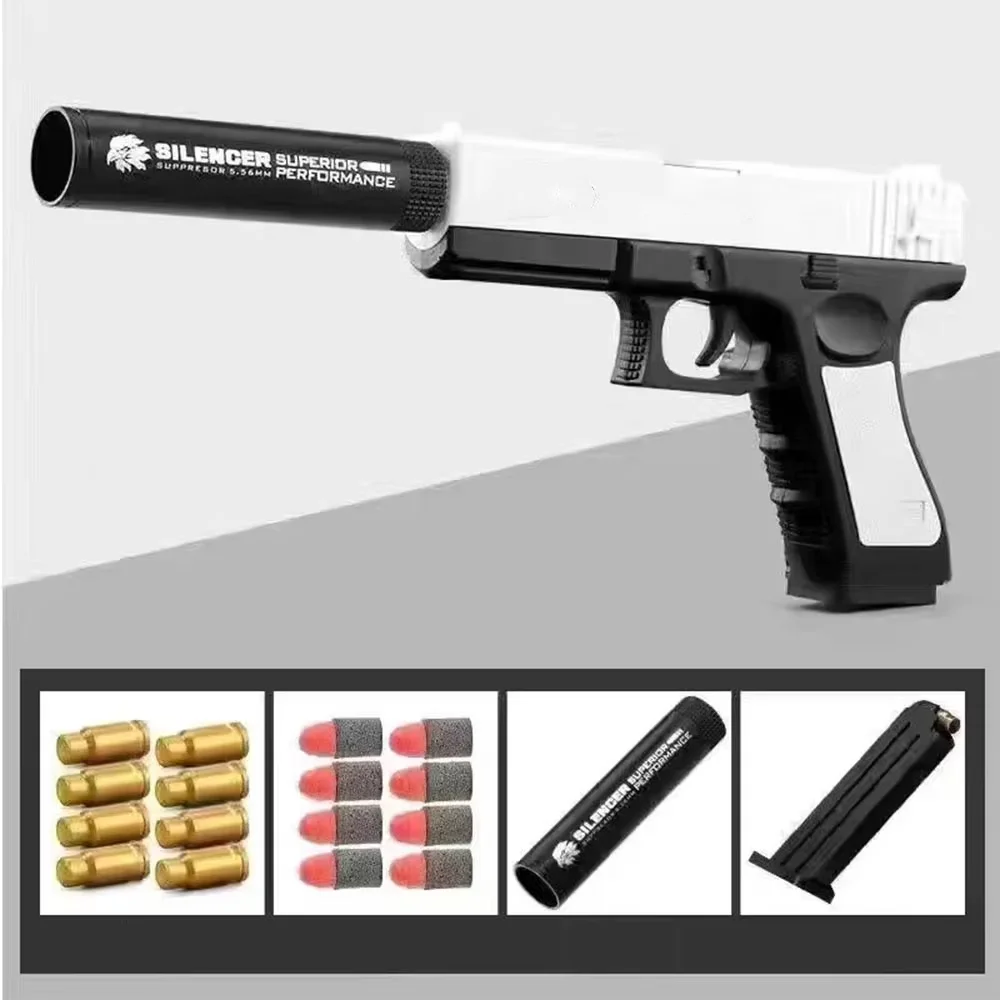 Juguetes seguros para niños y niñas, pistola de juguete Glock de bala suave, regalo de cumpleaños para niños, envío directo