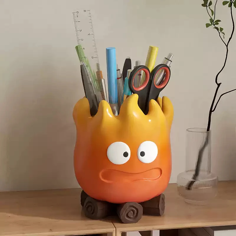 Howl's Moving Castle Calcifer's Flame Figure Resin Model Pen Container Cute Desktop Decoration Lovely Exclusive Collectible Gift