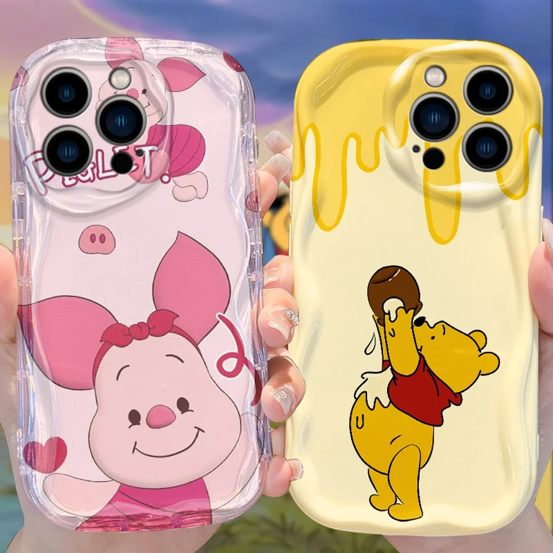 Disney Pooh Bear Wave Phone Case for iPhone 15 14 Pro Max 13 12 Mini 11 XS X XR 8 7 6 6S Plus SE 2022 2020 Silicone Cover Funda