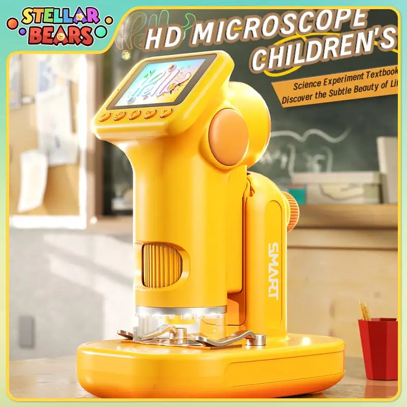 1600x crianças hd microscópio desktop portátil 2 em 1 microscópios de laboratório portátil câmera digital ciências biológicas educação brinquedos