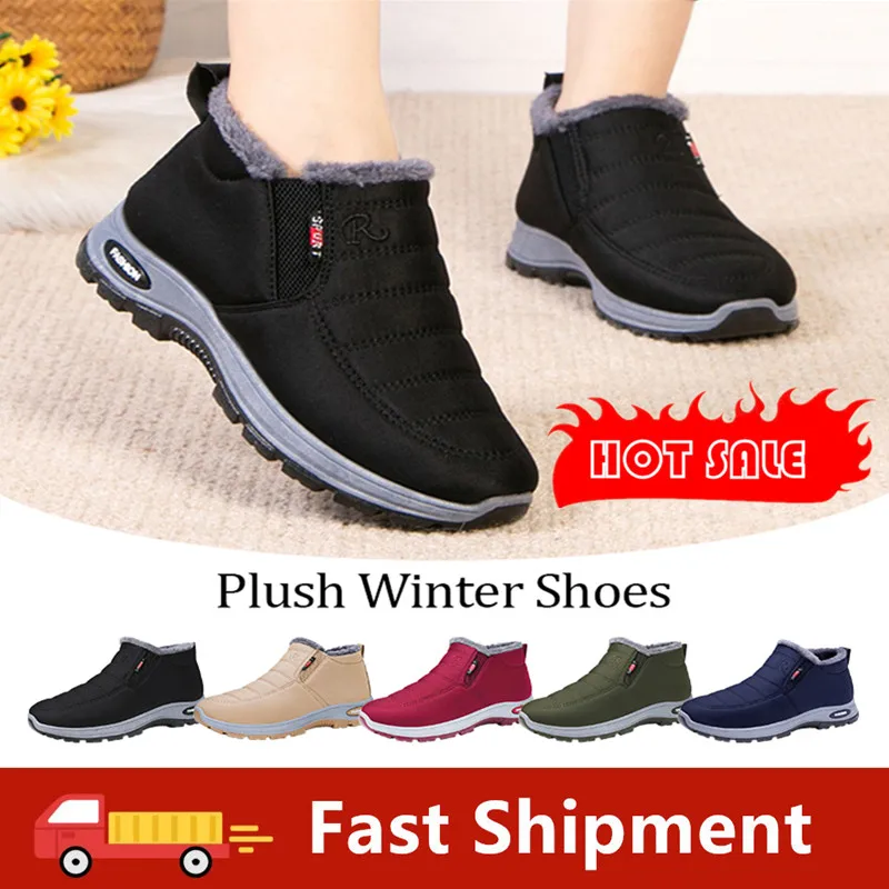 

Women Snow Boots Winter Warm Plush Lined Non Slip Comfortable High Top Shoes Soft Sole Outdoor Walking Footwear Warm Cotton Boot