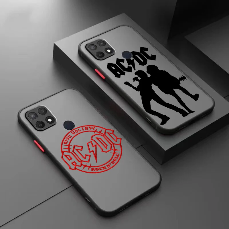 Music acdc Cool For OPPO A98 A96 A94 A78 A77 A76 A74 A72 A57 A56 A55 A53 Frosted Translucent Hard Phone Case