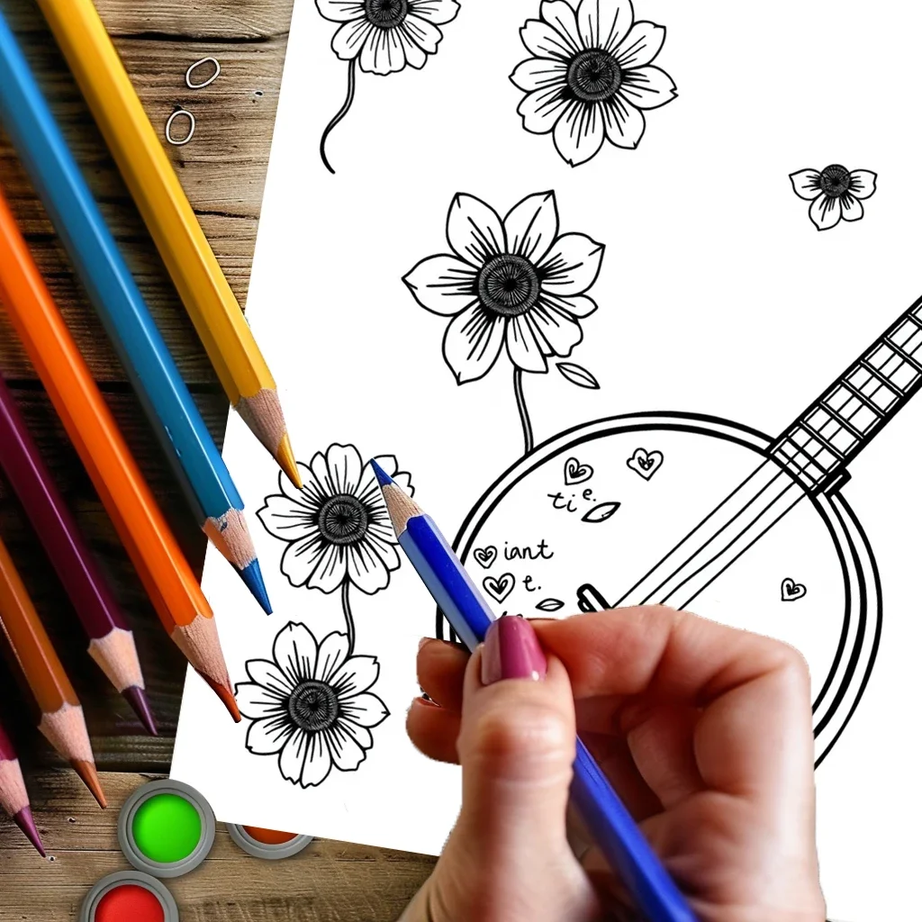 大人のための楽器テーマ塗り絵 |   28ページの塗り絵、クリスマスや感謝祭のための画材