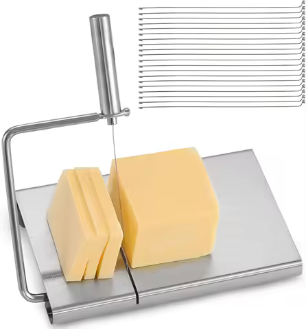 Replaceable metal wire slicer (with plate and measurement grid), equipped with 6 additional metal wires, suitable for cheese