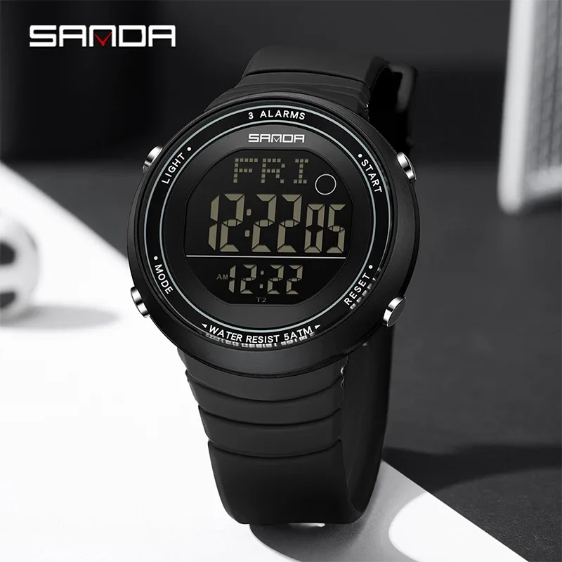 

SANDA модные студенческие спортивные цифровые часы с силиконовым ремешком, светящиеся водонепроницаемые часы с обратным отсчетом 50 м, лучшие мужские и женские электронные часы